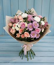 Букет цветов из:  Хризантемы, Розы и Альстромерии в Калаче-на-Дону