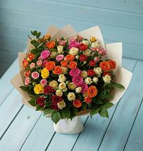 Букет Микс из разноцветных кустовых роз в Калаче-на-Дону